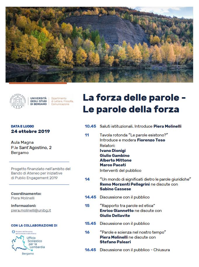 EVENTO: La forza delle parole - Le parole della forza (giovedì 24 ottobre 2019)